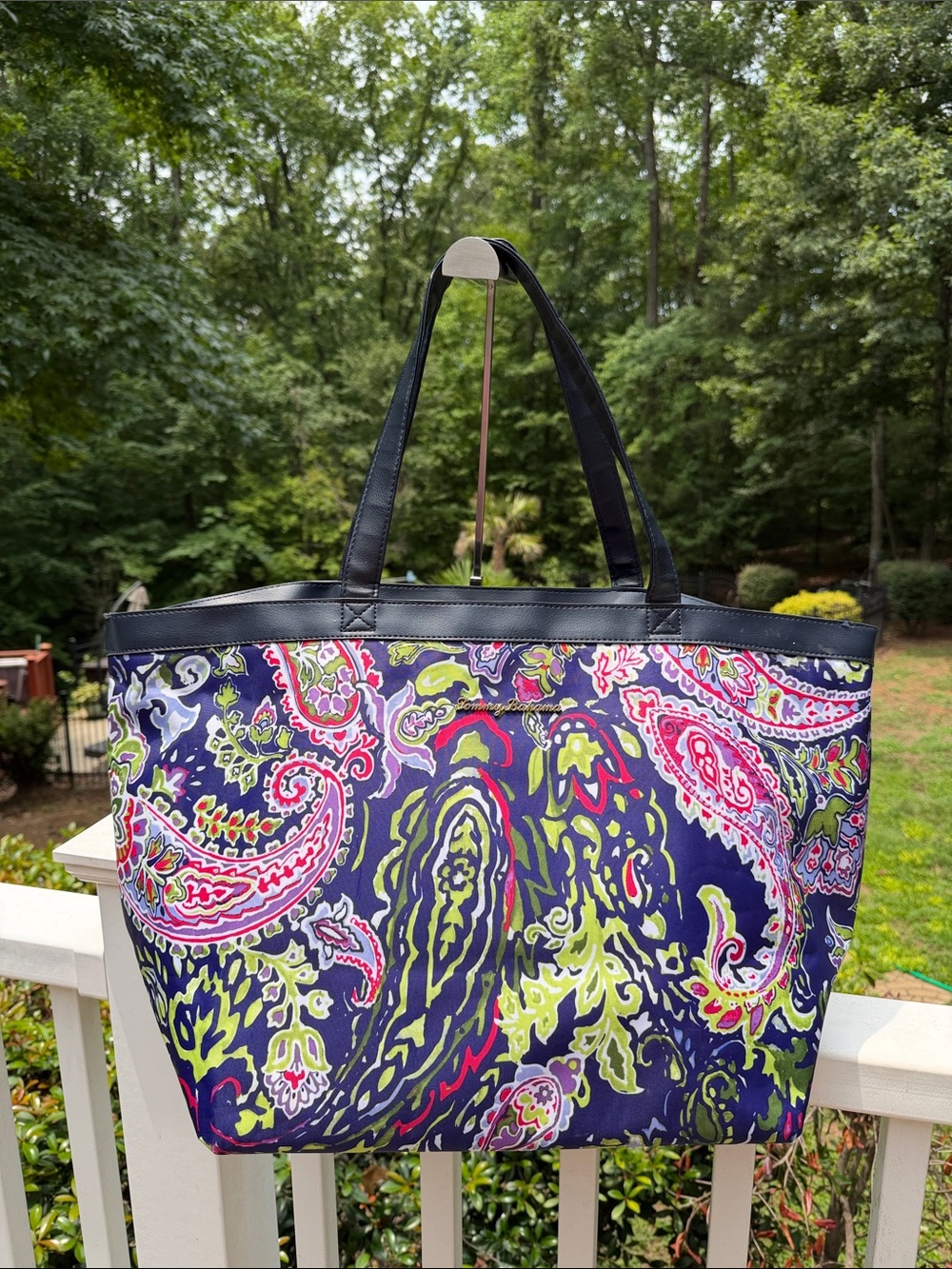 Tommy Bahama Large Honolulu Blue Paisley weekender Tote Bag NWOT